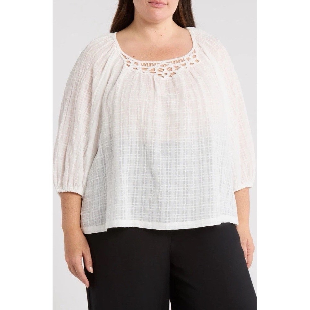 Max Studio Embellished Flutter Sleeve Top * White * Detailed * NWT 3X
